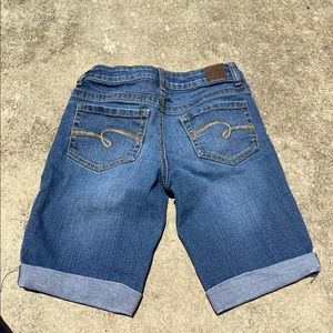 Justice 14 Long Denim Jean Shorts 14R knee stretch